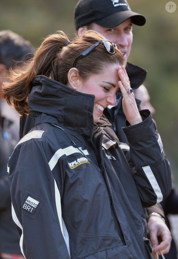 The Duchess of Cambridge reacts after travelling on the Shotover Jet along the Shotover River in Queenstown during the seventh day of their official tour to New Zealand. Sunday April 13, 2014. Photo by Anthony Devlin/PA Wire/ABACAPRESS.COM13/04/2014 - Queenstown