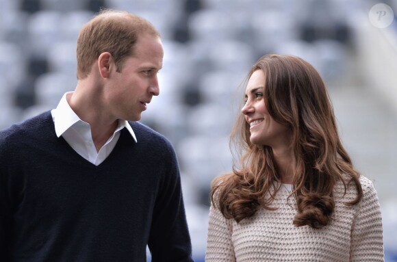 The Duke and Duchess of Cambridge watch a Rippa Rugby tournament at the Forsyth Barr stadium in Dunedin during the seventh day of their official tour to New Zealand. ... Royal visit to Australia and NZ - Day 7 ... 14-04-2014 ... Dunedin ... New Zealand ... Photo credit should read: Anthony Devlin/PA Wire. Unique Reference No. ... Picture date: Sunday April 13, 2014. Photo credit should read: Anthony Devlin/PA Pool13/04/2014 - Dunedin