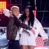 Eminem et Rihanna interprètent The Monster lors des MTV Movie Awards 2014 au Nokia Theatre L.A. Live. Los Angeles, le 13 avril 2014.