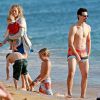 Kevin Richardson a profité du soleil avec sa femme Kristin et ses fils Mason et Maxwell à Oahu, le 16 avril 2014.