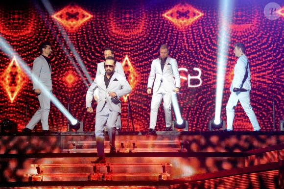 Kevin Richardson, Howie Dorough, Alexander James McLean, Brian Littrell et Nick Carter - Les Backstreet Boys en concert au Zénith de Paris le 18 mars 2014.