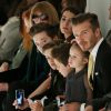 David Beckham et ses enfants Brooklyn, Romeo, Cruz et Harper assistent au défilé de Victoria Beckham, collection prêt-à-porter automne 2014 à New York, le 9 février 2014. 