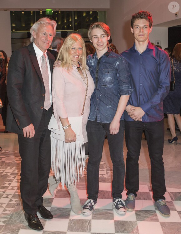Björn Borg, Patricia Borg et leurs deux enfants lors du Grand Gala du Tennis à Monaco le 18 avril 2014. 