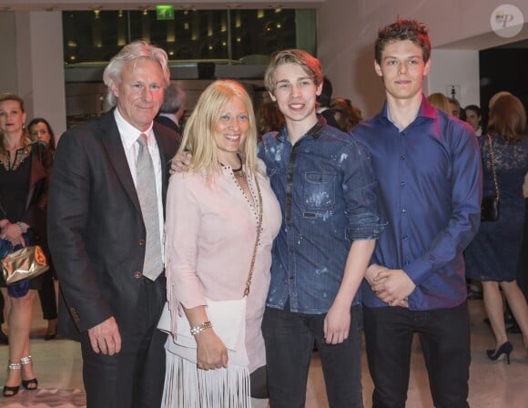 Bjorn Borg, Patricia Borg et leurs deux enfants lors du Grand Gala du Tennis à Monaco le 18 avril 2014. 