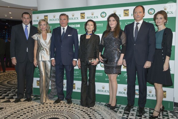 Prince Philippe Philippe d'Orleans, Charles et Camilla de Bourbon-Siciles, Elisabeth-Anne de Massy, Mélanie de Massy, Konstantin et Maria de Bulgarie lors du Grand Gala du Tennis à Monaco le 18 avril 2014. 