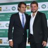 Roger Federer et Stanislas Wawrinka lors du Grand Gala du Tennis à Monaco le 18 avril 2014. 