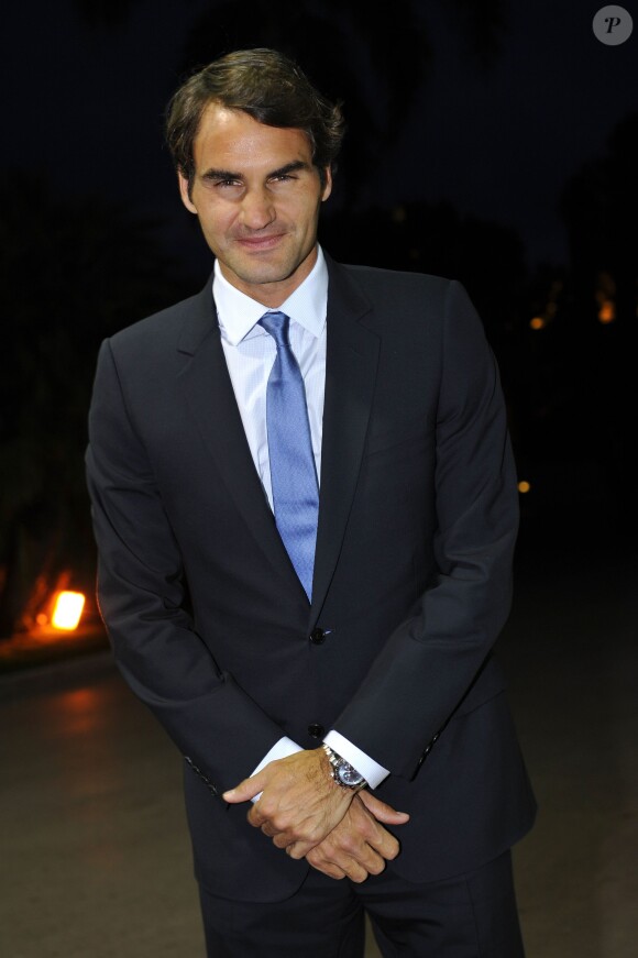 Roger Federer lors du Grand Gala du Tennis à Monaco le 18 avril 2014. 