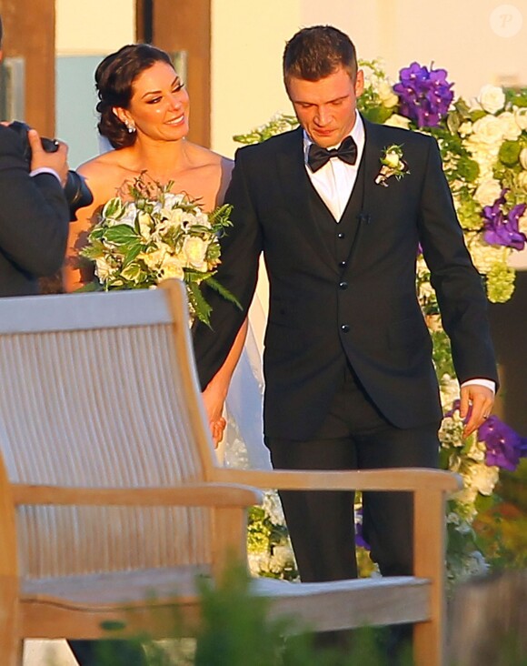 Nick Carter et sa jeune mariée Lauren Kitt à Santa Barbara, le 12 avril 2014.