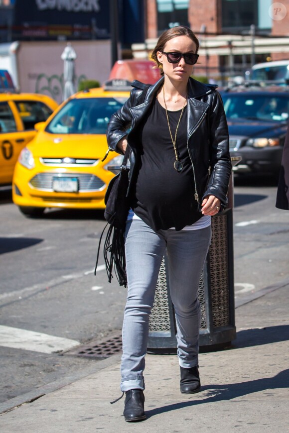 Olivia Wilde enceinte à New York le 10 avril 2014.