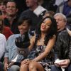 Rihanna assiste à un match de basket entre les Brooklyn Nets et les Toronto Raptors à Brooklyn, le 27 avril 2014.