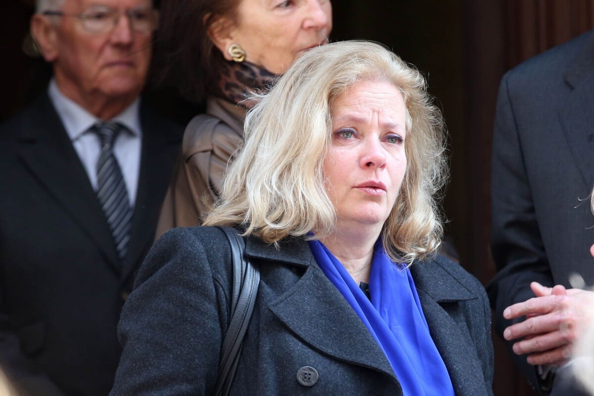 Photo : Sophie Barjac lors des obsèques du réalisateur Michel Lang en  léglise Notre-Dame de Grâce de Passy à Paris le 29 avril 2014 - Purepeople