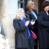 Sophie Barjac lors des obsèques du réalisateur Michel Lang en l'église Notre-Dame de Grâce de Passy à Paris le 29 avril 2014