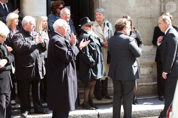 La famille de Michel Lang lors des obsèques du réalisateur Michel Lang en l'église Notre-Dame de Grâce de Passy à Paris le 29 avril 2014