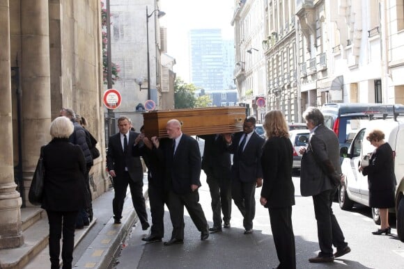 Les obsèques du réalisateur Michel Lang en l'église Notre-Dame de Grâce de Passy à Paris le 29 avril 2014