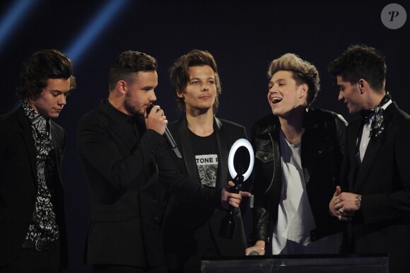 One Direction : Liam Payne, Harry Styles, Zayn Malik, Niall Horan et Louis Tomlinson - Soirée des "Brit Awards 2014" à Londres le 19 février 2014.