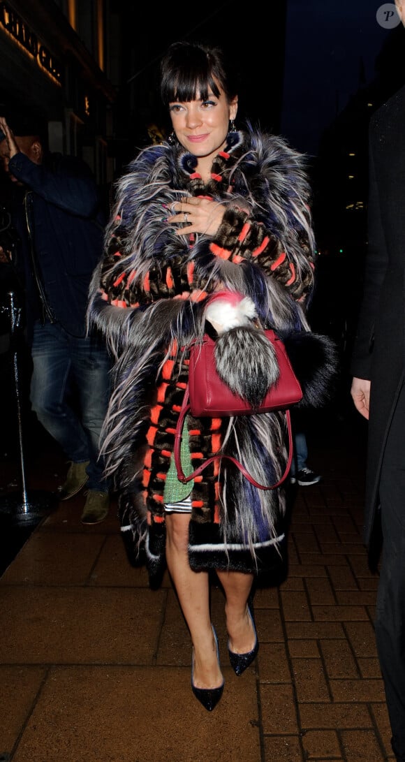 Lily Allen arrivant à la soirée Fendi sur New Bond Street à Londres le 1er mai 2014.