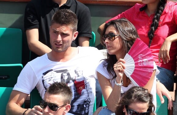 Olivier Giroud et son épouse Jennifer le 2 juin 2012 à Roland-Garros lors des Internationaux de France
