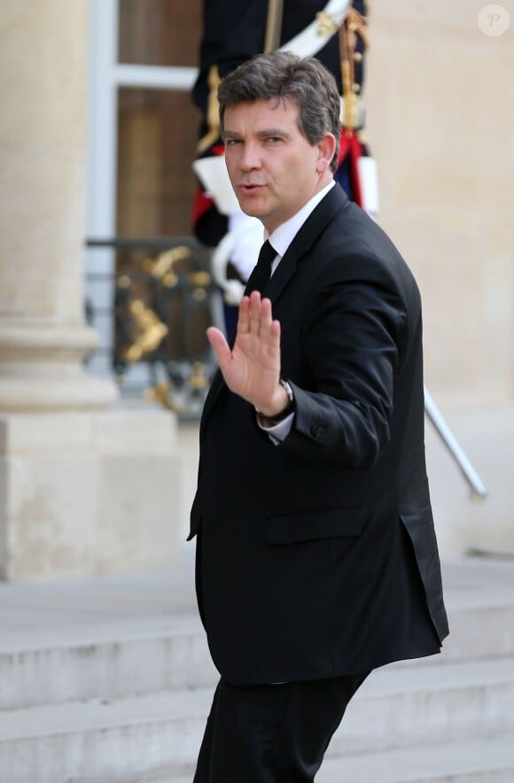 Arnaud Montebourg lors du dîner officiel au Palais de l'Elysée, en l'honneur du Premier ministre japonais Shinzo Abe et de son épouse Akie Abe à Paris le 5 mai 2014