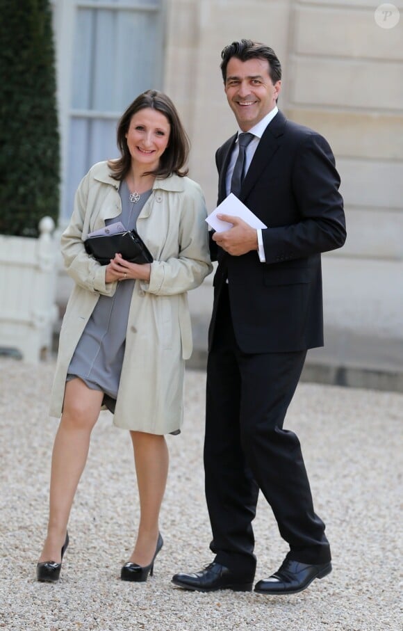 Anne-Sophie Pic et Yannick Alléno lors du dîner officiel au Palais de l'Elysée, en l'honneur du Premier ministre japonais Shinzo Abe et de son épouse Akie Abe à Paris le 5 mai 2014