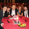 Exclusif - Laurent Luyat, Roselyne Bachelot, Patrick Sébastien, Corinne Touzet et Arthur Jugnot dans l'émission "Le plus grand cabaret du monde" le 29 avril 2014. 