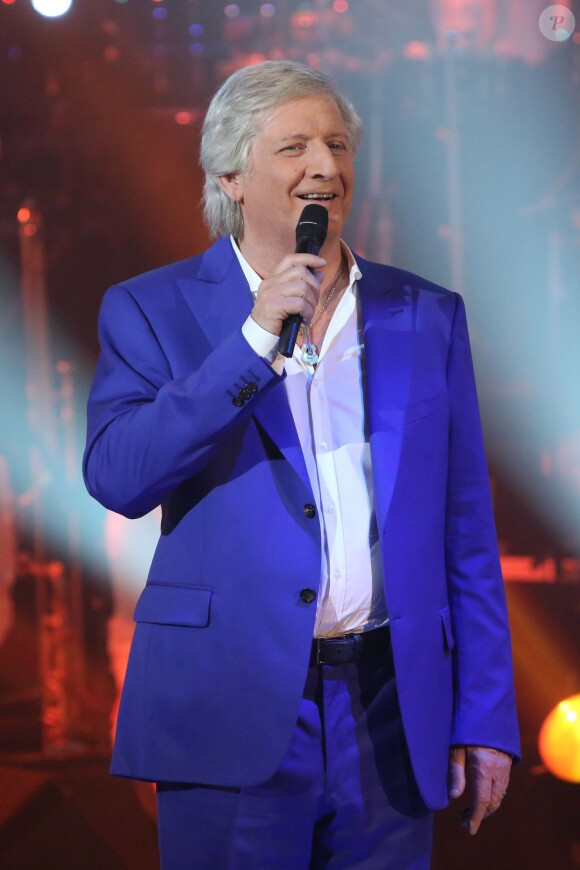 Patrick Sébastien lors de l'enregistrement de l'émission "Les années bonheur" à Paris le 5 mars 2014.