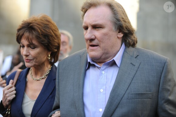 Gérard Depardieu et Jacqueline Bisset sur le tournage du film Welcome to New York à New York le 3 mai 2013.