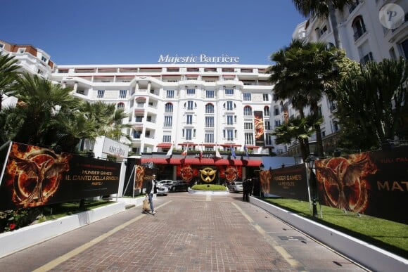 Majestic Barrière (avec une déco Hunger Games 3) - 67e Festival International du Film de Cannes. Cannes, le 14 mai 2014.
