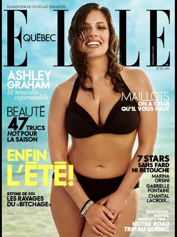 Le mannequin Ashley Graham, en couverture du numéro de juin 2014 d'Elle Québec.