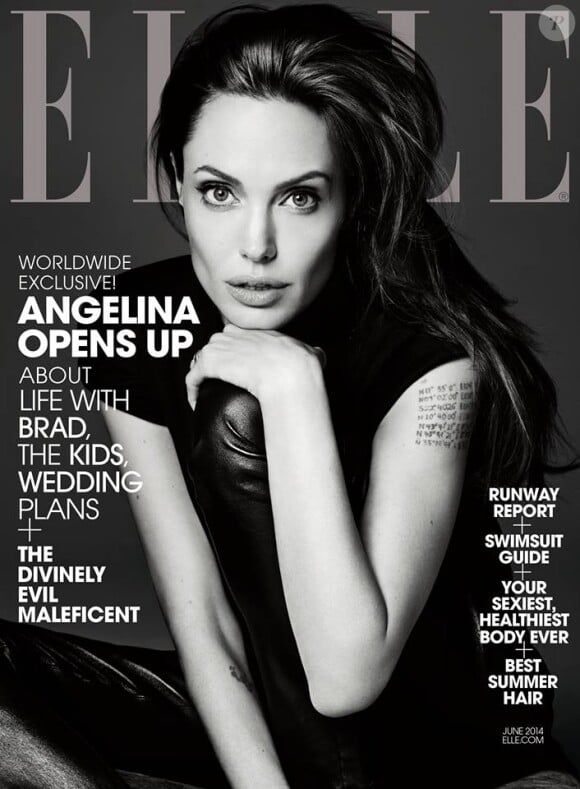 Angelina Jolie en couverture du numéro de juin 2014 du magazine Elle. Photo par Hedi Slimane.