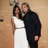 Zoe Saldana (bijoux Grisogono) et son mari Marco Perego - Dîner d'ouverture du 67e festival de Cannes, le 14 mai 2014.