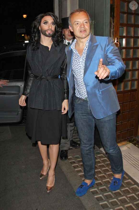 Conchita Wurst et Graham Norton à Londres, le 16 mai 2014.