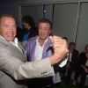 Arnold Schwarzenegger et Sylvester Stallone lors de la soirée du film Expendables au Gotha avec le joaillier De Grisogono, durant le Festival de Cannes le 18 mai 2014