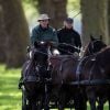 Le duc d'Edimbourg, époux de la reine Elizabeth II, en attelage le 15 mai 2014 au Royal Windsor Horse Show.