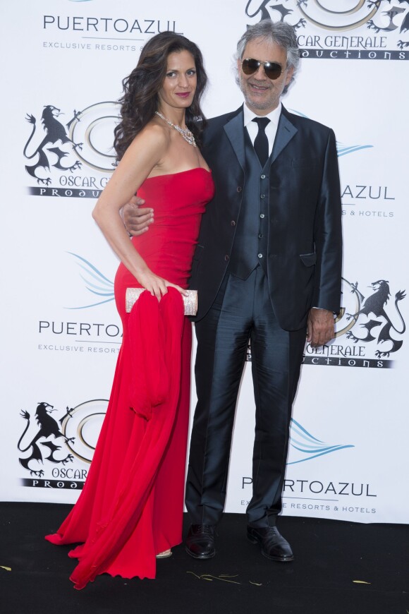 Andrea Boceli et Veronica Berti - Photocall de la soirée "Puerto Azul Experience" lors du 67ème festival de Cannes le 21 mai 2014.