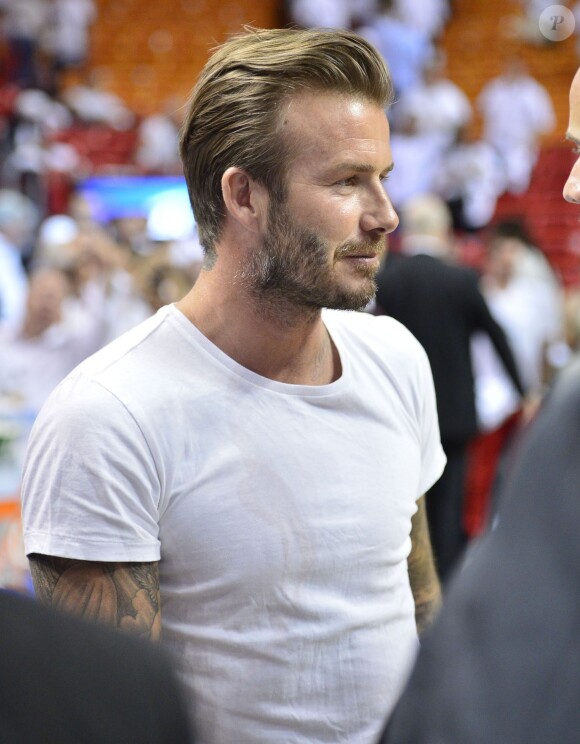 David Beckham lors du match entre le Heat de Miami et les Nets de Brokklyn, le 6 mai 2014 à Miami