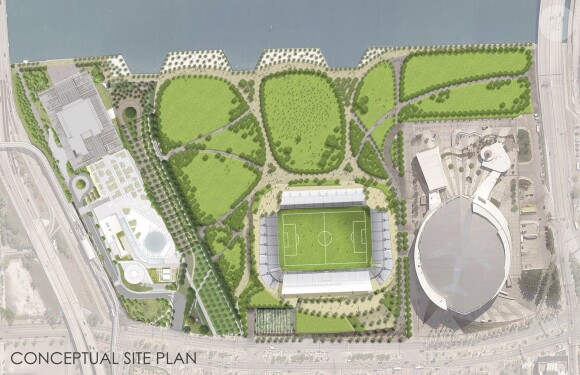 Le nouveau projet de stade de David Beckham, situé à côté de l'American Airlines Arena où évolue le Heat de Miami, destiné à accueillir la franchise de foot du Spice Boy