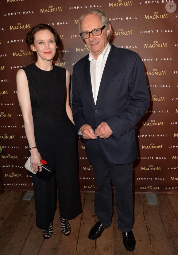 Exclusif - Simone Kirby et Ken Loach - Soirée pour le film "Jimmy's Hall" à la plage Magnum lors du Festival de Cannes, le 22 mai 2014.