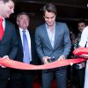 Roger Federer à l'occasion de l'ouverture de la nouvelle boutique Lindt près de l'Opéra Garnier à Paris, le 23 mai 2014