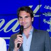 Roger Federer à l'occasion de l'ouverture de la nouvelle boutique Lindt près de l'Opéra Garnier à Paris, le 23 mai 2014