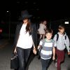 Victoria et David Beckham, et leurs enfants Brooklyn, Romeo, Cruz et Harper, arrivent à l'aéroport de Los Angeles. Le 23 mai 2014.