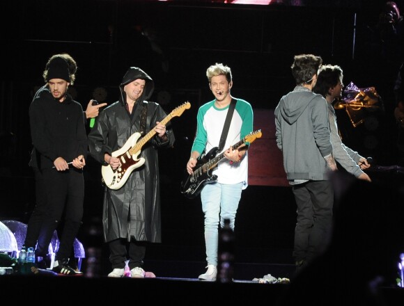 Harry Styles, Zayn Malik, Louis Tomlinson, Niall Horan, Liam Payne - Le groupe One Direction en concert au stade Morumbi à Sao Paulo. Le 10 mai 2014