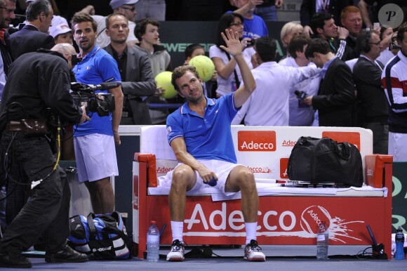 Julien Benneteaulors du quart de finale de Coupe Davis, face à l'Allemagne, le 5 avril 2014 à Nancy