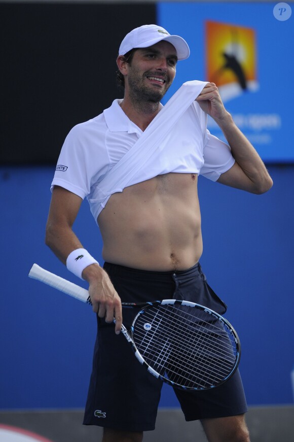 Julien Benneteau à l'Open d'Australie, au Melbourne Park de Melbourne, le 18 janvier 2013
