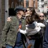 Exclusif - Eros Ramazzotti, sa compagne Marica Pellegrinelli et leur fille Raffaella Maria de passage a Bruxelles en Belgique, le 18 avril 2013.