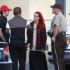 Kristen Stewart sur le tournage de "American Ultra" à La Nouvelle-Orléans. L'actrice s'est teint les cheveux en orange pour le film. Le 15 avril 2014.