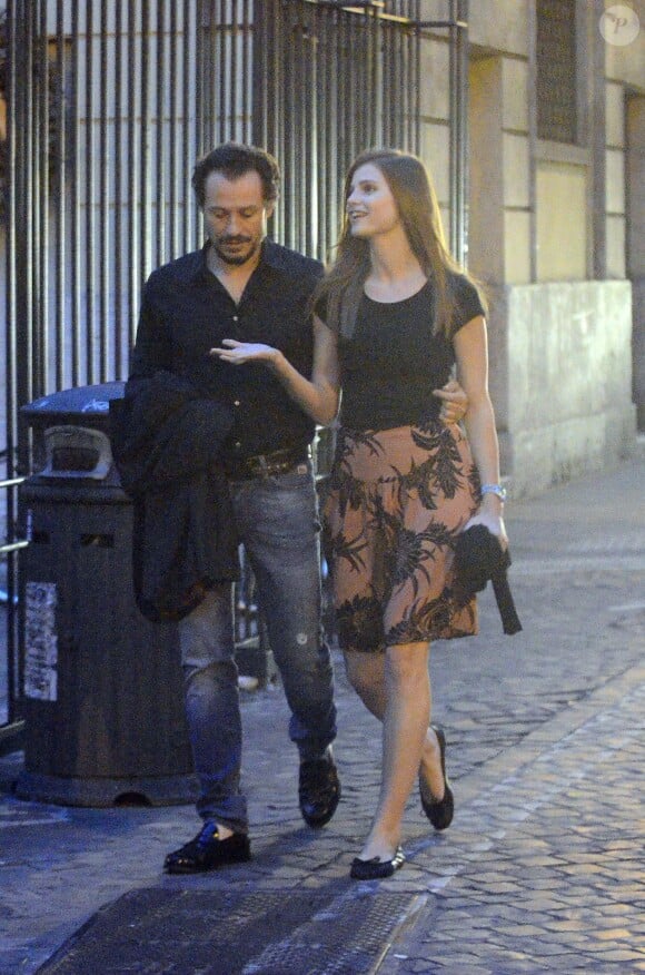 Stefano Accorsi et sa compagne Bianca Vitali ont assisté à une présentation du livre "Splendore" de Margaret Mazzantini à Rome, le 27 mai 2014.