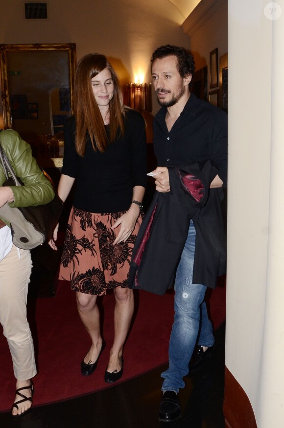 Stefano Accorsi et sa compagne Bianca Vitali lors d'une présentation du livre "Splendore" de Margaret Mazzantini à Rome, le 27 mai 2014