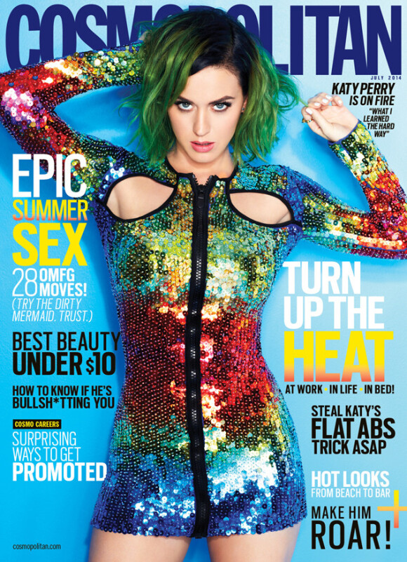 Katy Perry en couverture du magazine Cosmopolitan, daté du mois de juillet 2014.