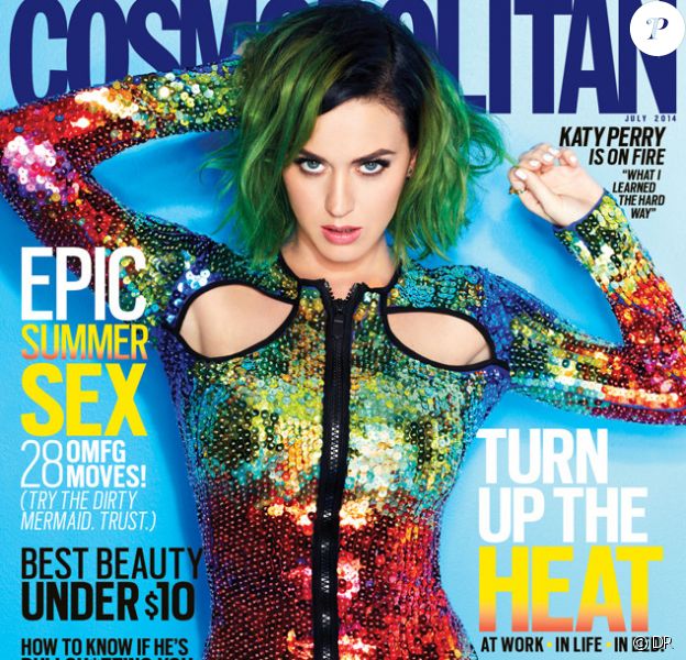 Katy Perry en couverture du magazine Cosmopolitan, dat&eacute; du mois de juillet 2014.