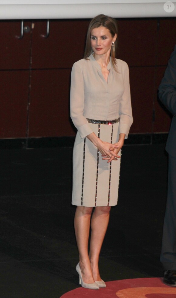 La princesse Letizia d'Espagne assiste à la remise des prix du "National Fashion" à Madrid, le 6 juin 2014.